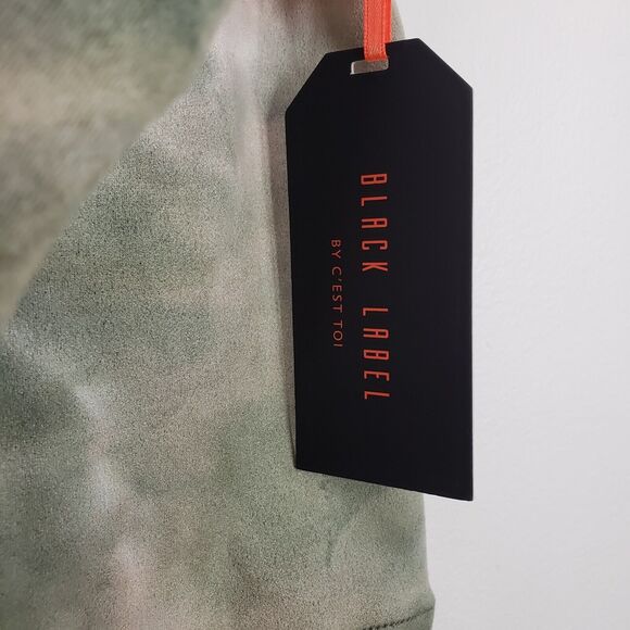 Women Cest Toi Jacket M Green Tie Dye Faux Suede Utility Crop Grunge Indie NEW - Picture 6 of 11